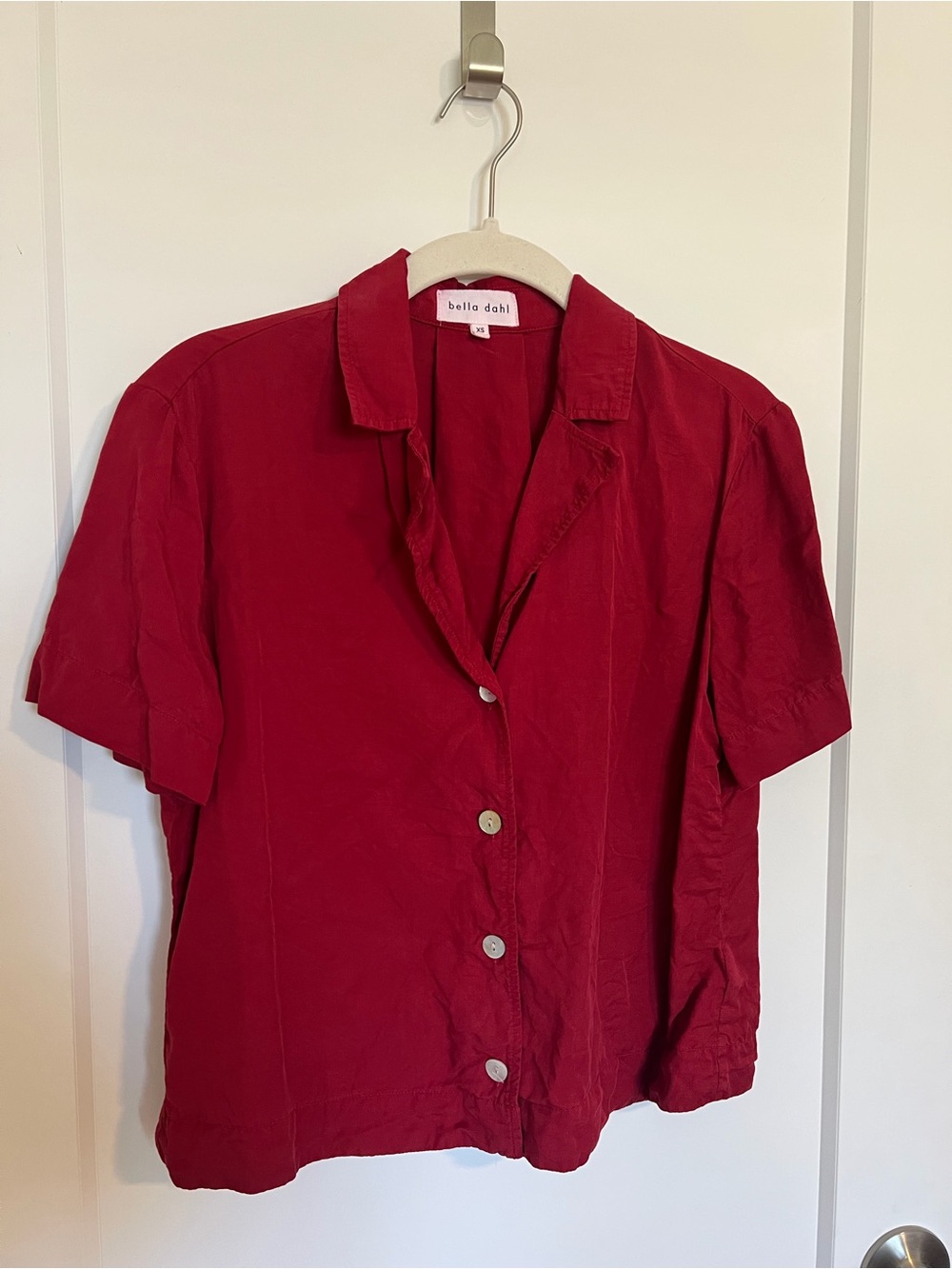 Bella Dahl Deep Red Short Sleeve Button Shirt